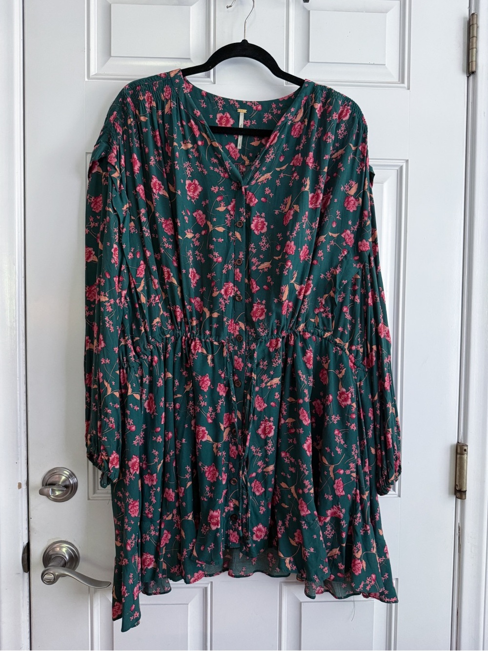 Free People Cinch-Waist Floral Mini Dress (Size Small)